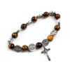 Catholic Natural Stone Rosary Bracelet Saint Benedict Alloy Medal Unisex Jesus Cross Religious Jewelry