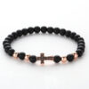 H4d03807fa82c4ca886b7f5429d26cc94q Komi Hot Selling Copper Microinset Cross Multicolor Zircon 6mm Black Frosted Stone Religious Bracelet