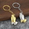 Personalized Christian Jesus Prayer Gesture Creative Pendant Necklace Bag Charm Decoration Keychain Accessory