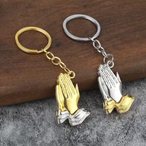 Personalized Christian Jesus Prayer Gesture Creative Pendant Necklace Bag Charm Decoration Keychain Accessory