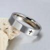 H500f96e1b00a49d68b7dc6bb88152f81v KOMI Cross Ring for Men Wedding Band Rings Silver Black Stainless Steel Religious Christian Cross Plain Rings for Men Gifts