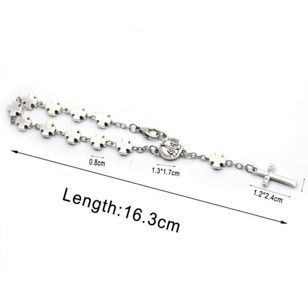 H5091a3dba4bb4e58bbd707eaac2adc6bw New Religious Silver Metal Cross Beads Rosary Jewelry Prayer Crucifix Pendant Beads Bracelet