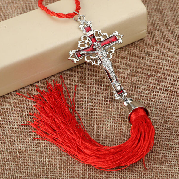 KOMI Tassel Fringe Enamel Crucifix Cross Pendants Men's Women's Bag Car Ornaments Wall Hanging Decoration Souvenirs Gifts