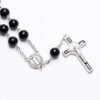 H51eec41709534393a5b20dc29aa59bdc3 Komi Wholesales 8mm Christian Black Round Glass Beads Rosary Crucifix Virgin Mary Pendant Bracelet