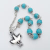H52e0bbf8f88e4717a867f19a2c1599dcX Komi Wholesales Religious Turquoise Beads Peace Dove Cross Pendant Rosary Bracelet