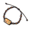 KOMI Natural Wooden Beaded Bracelet String Knotted Holy Family Charms Bracelets Adjustable Catholic String Bangles for Men Women