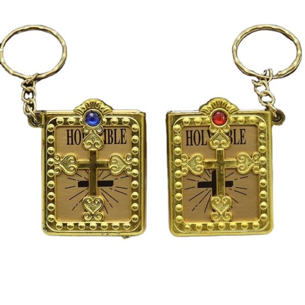 Creative Christian Catholicism Holy Gift Mini Bible Keychain Religious Pendant Jesus Cross Key Chain Keyring