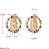 H5522933fec094d4d8eaf86c0a8b092af3 Religious Jewelry 18K Gold Plated CZ Virgin Mary Medal Earrings Stud with Zircon Oval Coin Studs Gold Party Gifts