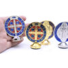 New Blue Metal Round Saint Benedict Private Collection Car Religious Souvenir Articles Ornaments