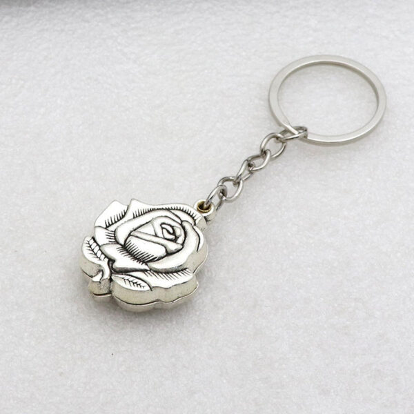 Factory Supply Wholesale and Retail Metal Key Chain Pendant Rose Opening and Closing Picture Frame Creative Jewelry Pendant