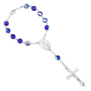 Komi Fatima Crystal Rosary Bracelet Cross Pendant Religious Catholicism Gift Prayer Beads Rosaries Bracelet