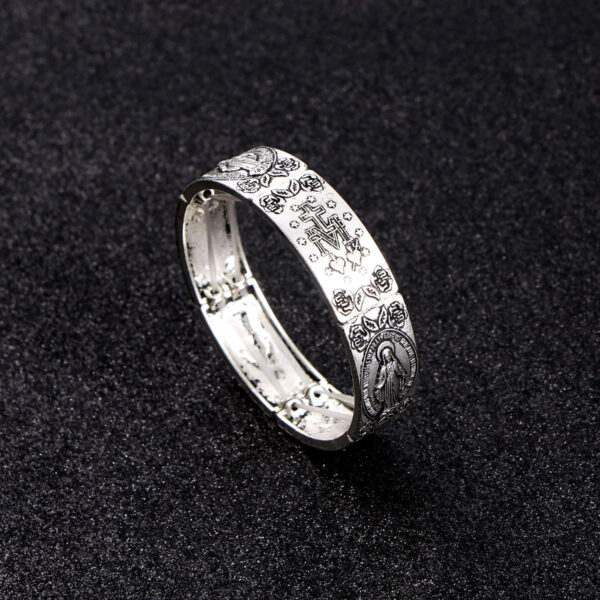 Komi Christian Handmade Woven Rosary Bracelet Virgin Mary Maria Metal Beaded Classic Prayer Goddess Icon Bracelet