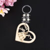 KOMI Custom Logo Engraved Heart Princess Promotion Souvenir Craft Keyring Pearl Key Chain Bag Key Ring Wood Keychains Keyrings