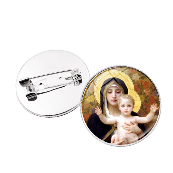 KOMI Virgin Mary Medal Brooch Badge Religious Fashion Accessories Silver Personality Clothes Brooch Pins Souvenirs Gifts