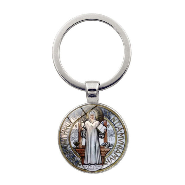 H5a0b089573cb4b05ae0dabb8d3c22b68a Komi Saint Benedict Medallion Keychain Pendant Time Gem Pendant Religious Keychain Pendant