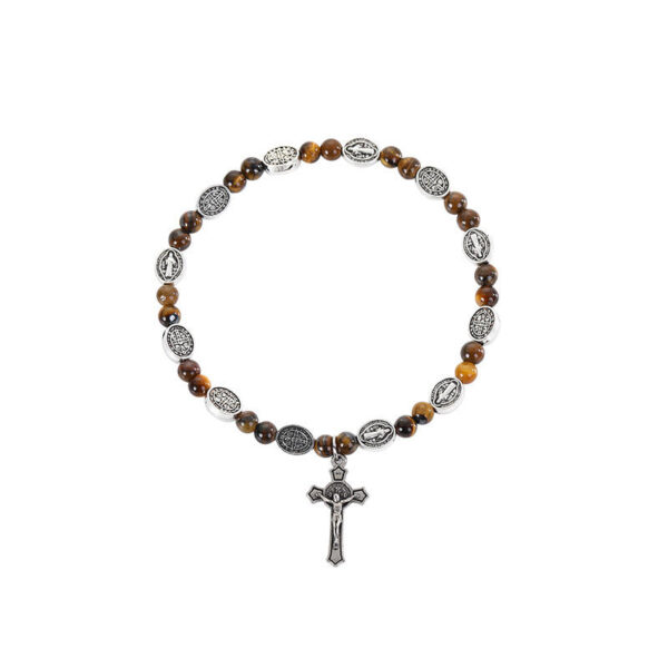 KOMI New Design Saint Benedict Alloy Cross Bracelet Black Gallstone Alloy Bracelet