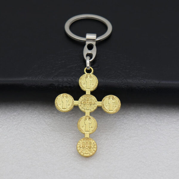 Wholesale Metal Cross Collection Mens Alloy Cross Pendant Necklace Accessories Car Keychain Religious St. Benedict Cross Keyring