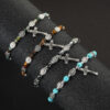 KOMI New Design Saint Benedict Alloy Cross Bracelet Black Gallstone Alloy Bracelet