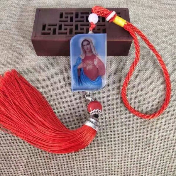 KOMI Wedding Home Decor in Glass Dome with Religious Figures Exquisite Glass Crystal Car Pendant Hanging Ornaments