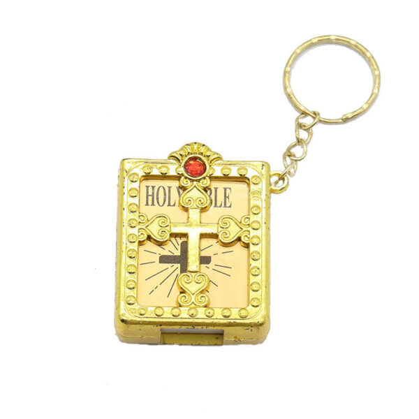 Creative Christian Catholicism Holy Gift Mini Bible Keychain Religious Pendant Jesus Cross Key Chain Keyring