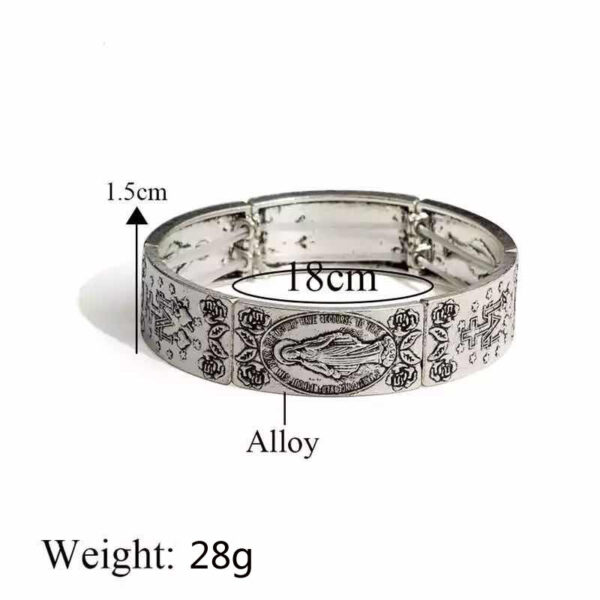 Komi Christian Handmade Woven Rosary Bracelet Virgin Mary Maria Metal Beaded Classic Prayer Goddess Icon Bracelet