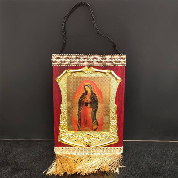 KOMI Holy Family Figure Wooden Craft Beautiful Our Lady of Guadelupe Table Standing Wall Hanging Home Decorations Crafts Gifts