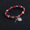 Komi Christian Handmade Rosary Bracelet St Mary Red Stone Beaded Rose Cross Classic Adjustable Bracelets Jewelry Gift