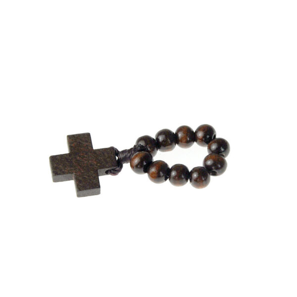 H5fc617de77b84e78b0291a7f3b82a853B KOMI Natural Wooden Bead Finger Chain Rosary Cross Catholic Rosary Hand Woven Ring
