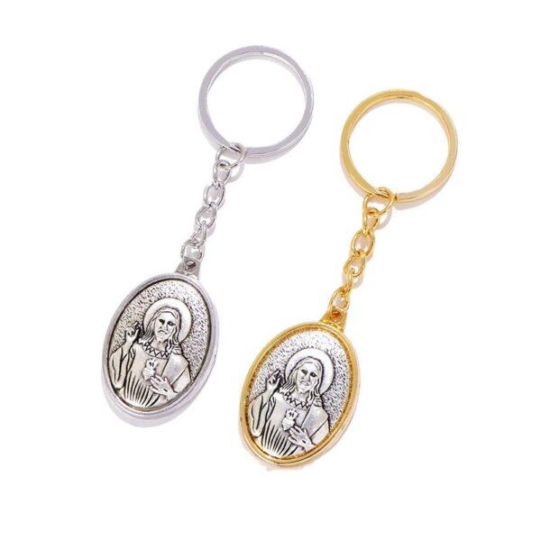 Hot Metal Christian Church Souvenirs Vintage Jesus Portrait Keyrings Personalized Religious Keychains