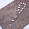 H6183e4b6420a471b89d26ace6696ee4bX New Religious Silver Metal Cross Beads Rosary Jewelry Prayer Crucifix Pendant Beads Bracelet