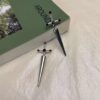 KOMI Vintage Cool Red Crystal Sword Dagger Cross Earrings Studs Original Halloween Gothic Earrings for Girls Boys Party Gifts