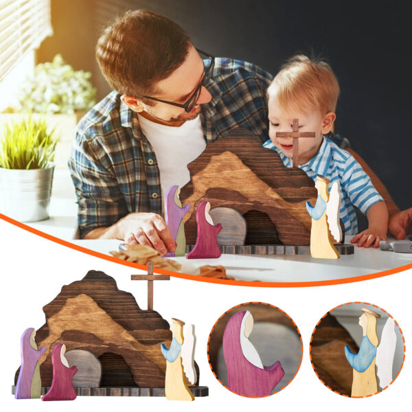 Komi Easter Wooden Nativity Scene Montessori Inspired Decorative Crafts Jesus Decoration