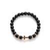 KOMI Fashion Hot Selling Natural Stone Beaded Bracelet Black Frosted Gemstone Zircon Cross Beads Wrist Bracelets for Men Women