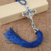 KOMI Tassel Fringe Enamel Crucifix Cross Pendants Men's Women's Bag Car Ornaments Wall Hanging Decoration Souvenirs Gifts