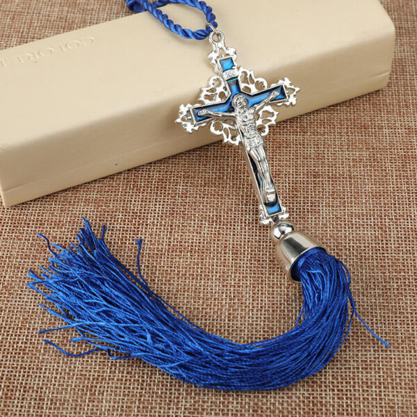 KOMI Tassel Fringe Enamel Crucifix Cross Pendants Men's Women's Bag Car Ornaments Wall Hanging Decoration Souvenirs Gifts