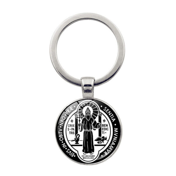 H650d3bc9aa26452e9ac1f4009394f34cb Komi Saint Benedict Medallion Keychain Pendant Time Gem Pendant Religious Keychain Pendant