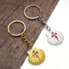 Hot Gold Christian Santiago Crucifix Cross Metal Religious Church Gifts Shell Keychain Keyrings