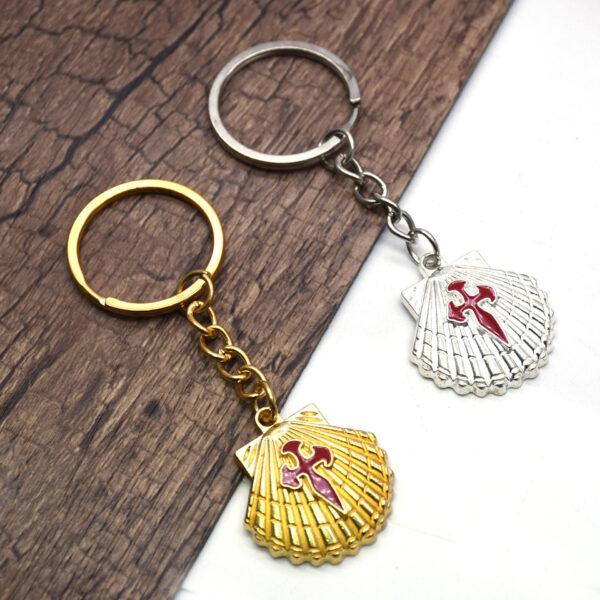 Hot Gold Christian Santiago Crucifix Cross Metal Religious Church Gifts Shell Keychain Keyrings