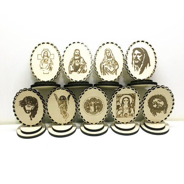 H681060ebbef5491aaa30287d2b424e30D KOMI Solid Wood Hollow Carved Reiligious Prayer ICONS Car Home Decoration Table Ornaments Souvenir Crafts Gifts