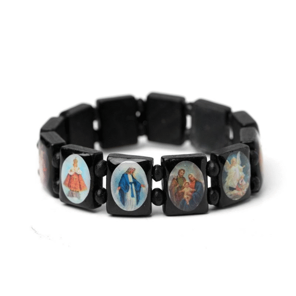 Komi Colored Natural Wooden Bracelet Drop Oil Colored Hand Row Holy Father Virgin Elastic Bracelet