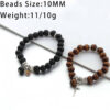 H6a192a5a13fa4673b0bc8de0c6a7adb1G KOMI Couple Black Brown Wood Beads Elastic Rope Bracelet Jesus Cross Virgin Mary Medal Charms Bracelet for Women Men Gift