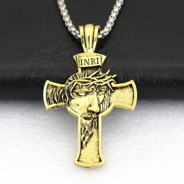 KOMI Vintage Figure Crucifix Pendant Necklace Keychain Jewelry Set Image Cross Religious Craft Gifts Car Accessories