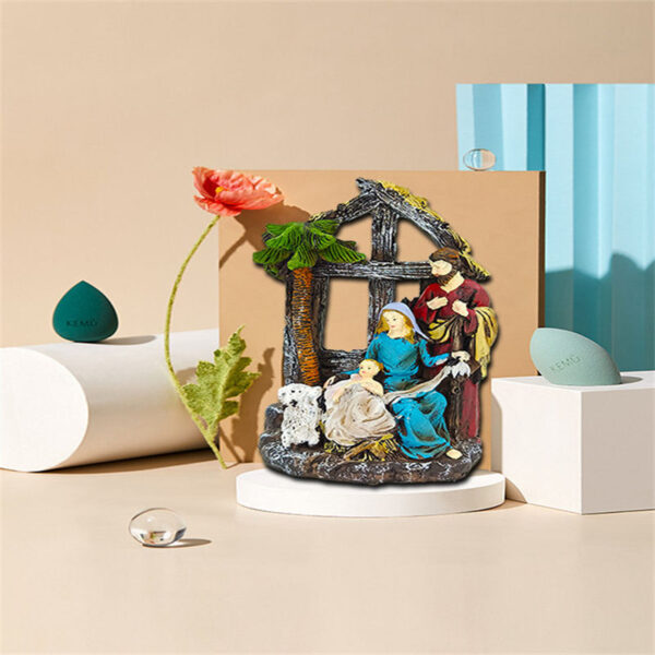 H6afce1de2b3940c696dceffec77c56af3 KOMI Grottoes Manger Saintess Nativity Groups Display a Christian Gift Resin Handicraft Statue Home Decoration for Religious