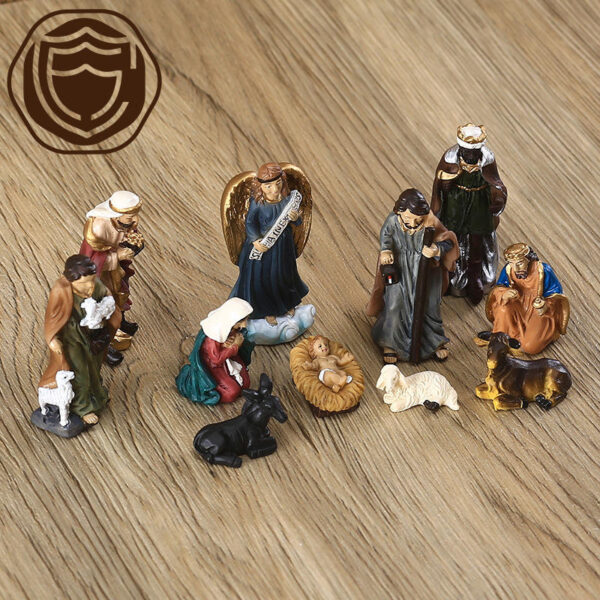 H6b92b21a6ae449758e7ba31ec012d8f5e Cross Border Christmas Manger Group Ornaments Religion Jesus Birth Christmas Gift Gift Resin Crafts