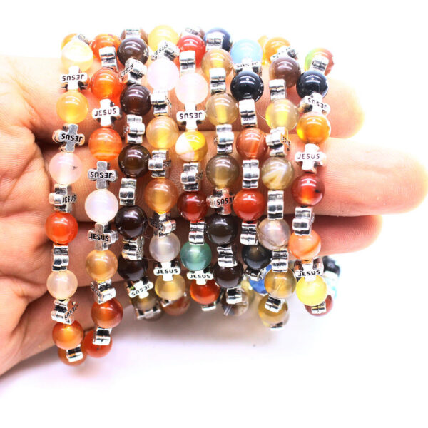 H6dd7af89eea245e08e755d4e98783f0fy Religious Jewelry Natural Stone Cross Stretch Bracelet Beaded Bracelet