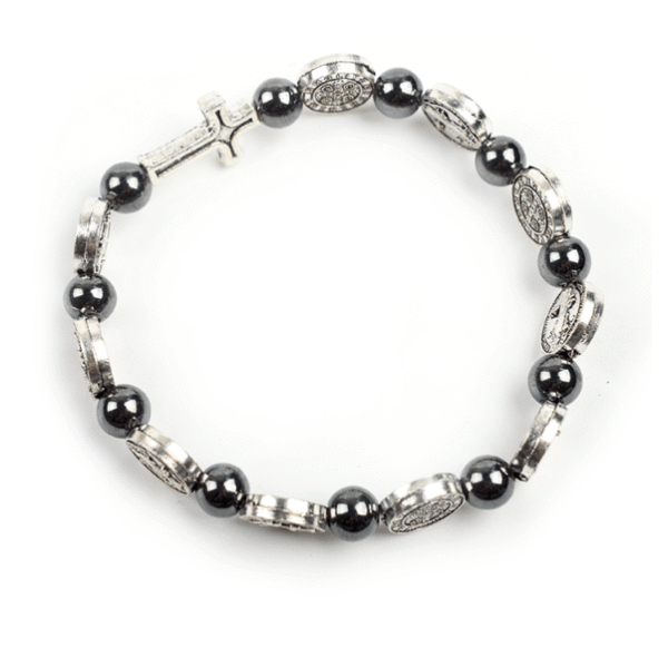 H6e8d750f827f4d15952dcb726fcd41cbe Komi Metal Catholic Elasticated Round Rose Alloy Beads Rosary Beads CrossPrayer Bracelet