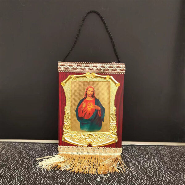 KOMI Holy Family Figure Wooden Craft Beautiful Our Lady of Guadelupe Table Standing Wall Hanging Home Decorations Crafts Gifts
