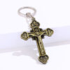Boutique Jesus Exorcist Cross Festival Gold Hanging Decoration Catholic Relics Christianity Crucifix Key Chain Ring
