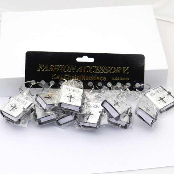 Mini Holy Bible Pendant Multi Tool Catholicism Gift Christian Jesus Cross Keyrings Acrylic Keychain Standee
