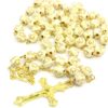 Hot Selling Religious Car Ornaments Catholic Gift Center Cross Bead Necklace Baptism Rosary Jewelry